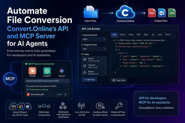 Automate File Conversion: Convert.Online's API and MCP Server for AI Agents
