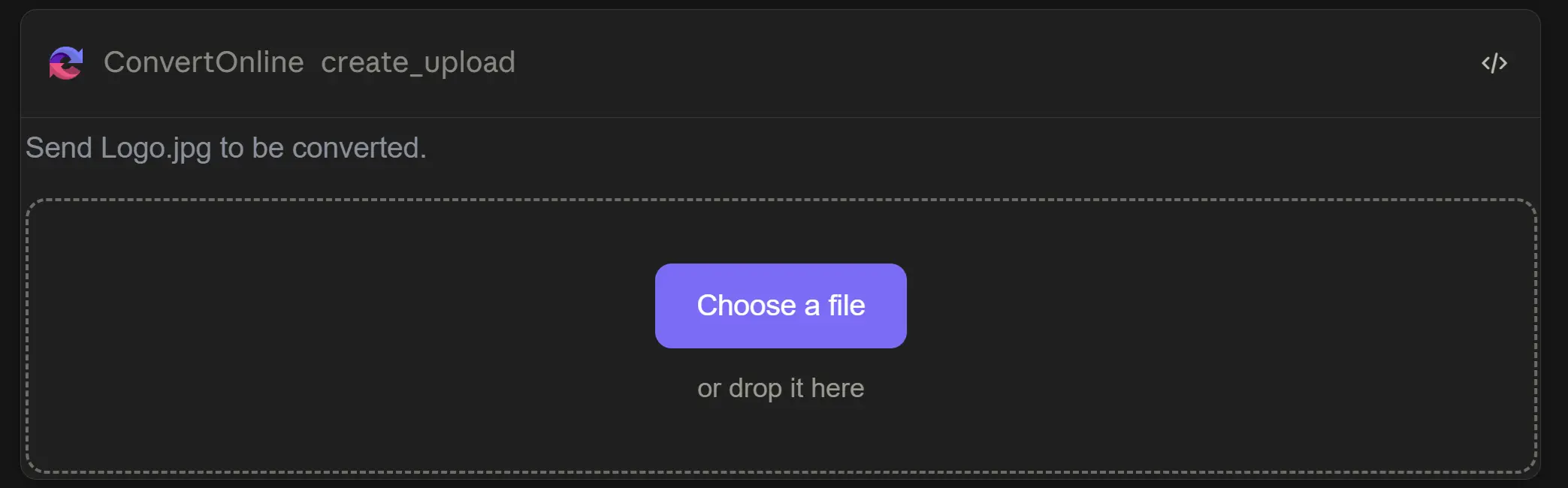Convert.Online MCP server converting a file inside an AI assistant chat